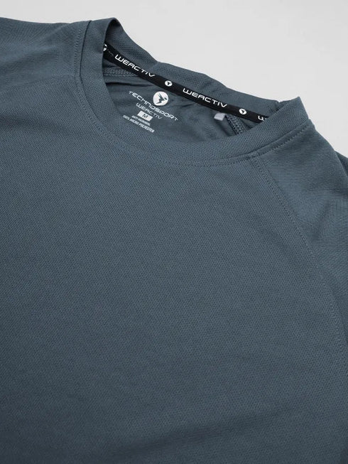 Women Solid Slim Fit Crew Neck T-shirt with TECHNO COOL+