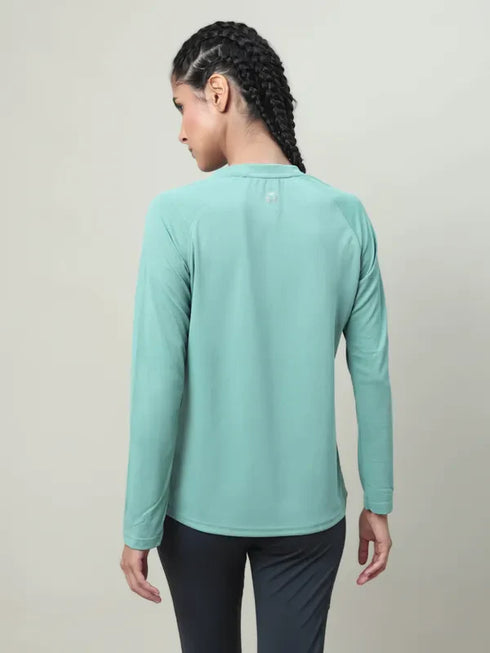 Women Solid Slim Fit Crew Neck T-shirt with TECHNO COOL+