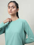 Women Solid Slim Fit Crew Neck T-shirt with TECHNO COOL+