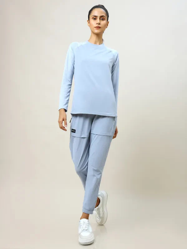 Women Solid Slim Fit Crew Neck T-shirt with TECHNO COOL+