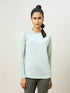 Women Solid Slim Fit Crew Neck T-shirt with TECHNO COOL+
