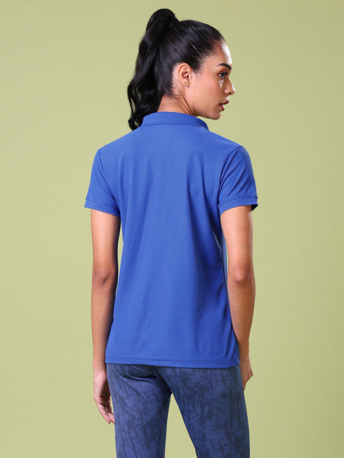 Women Solid Slim Fit Polo T-shirt with MATPIQ