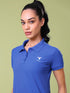 Women Solid Slim Fit Polo T-shirt with MATPIQ