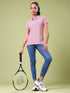 Women Solid Slim Fit Polo T-shirt with MATPIQ
