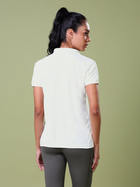 Women Solid Slim Fit Polo T-shirt with MATPIQ