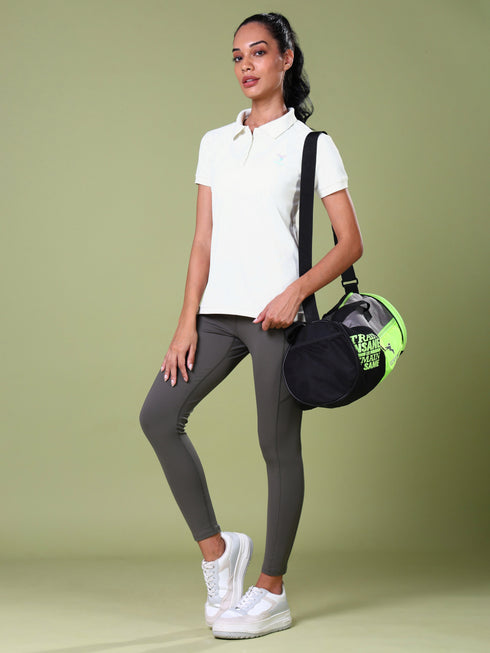 Women Solid Slim Fit Polo T-shirt with MATPIQ