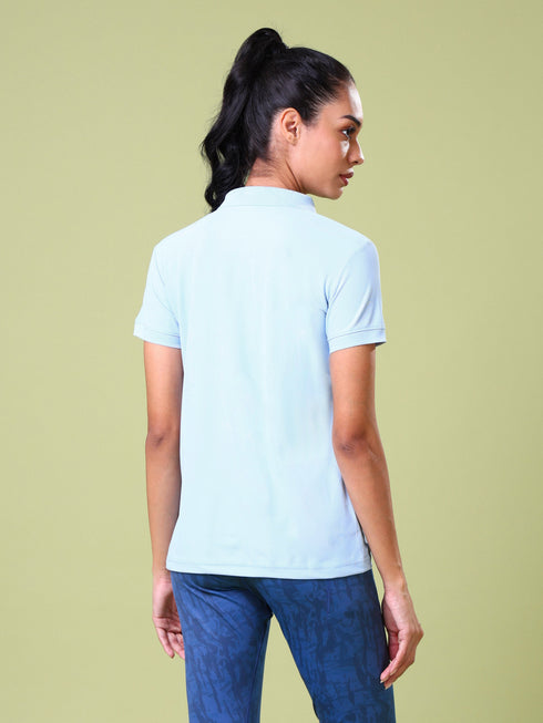Women Solid Slim Fit Polo T-shirt with MATPIQ