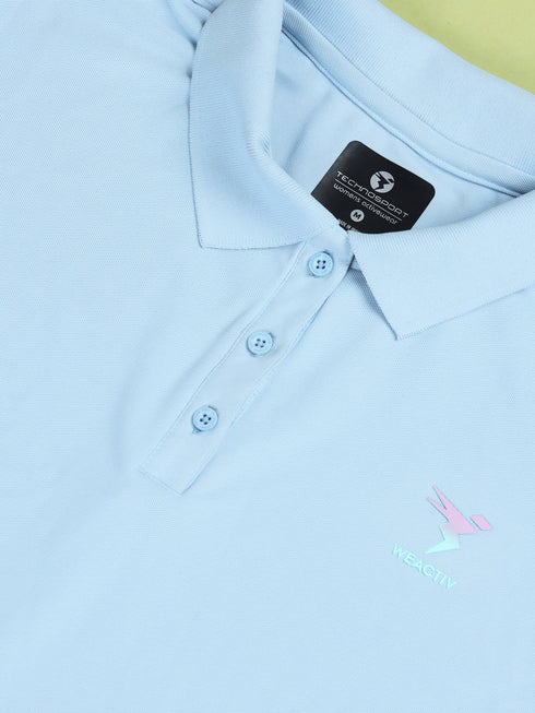 Women Solid Slim Fit Polo T-shirt with MATPIQ