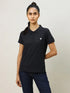 Women Solid Slim Fit Polo T-shirt with MATPIQ