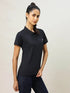 Women Solid Slim Fit Polo T-shirt with MATPIQ