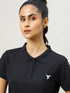Women Solid Slim Fit Polo T-shirt with MATPIQ