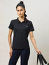 Women Solid Slim Fit Polo T-shirt with MATPIQ