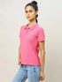 Women Solid Slim Fit Polo T-shirt with MATPIQ