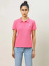 Women Solid Slim Fit Polo T-shirt with MATPIQ