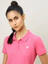 Women Solid Slim Fit Polo T-shirt with MATPIQ