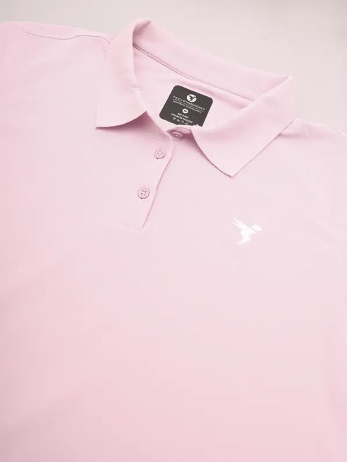 Women Solid Slim Fit Polo T-shirt with MATPIQ