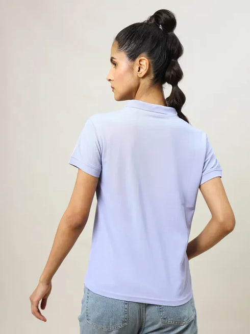 Women Solid Slim Fit Polo T-shirt with MATPIQ