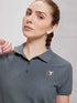 Women Solid Slim Fit Polo T-shirt with MATPIQ
