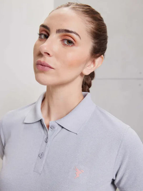 Women Solid Slim Fit Polo T-shirt with MATPIQ