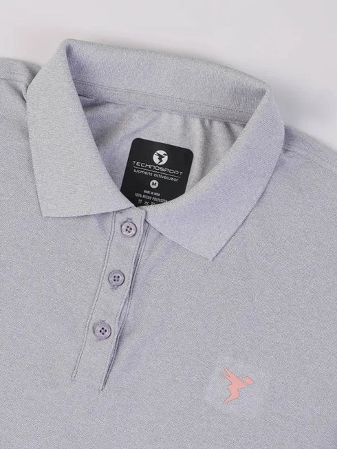 Women Solid Slim Fit Polo T-shirt with MATPIQ