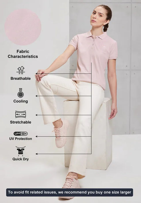 Women Solid Slim Fit Polo T-shirt with MATPIQ