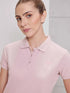 Women Solid Slim Fit Polo T-shirt with MATPIQ