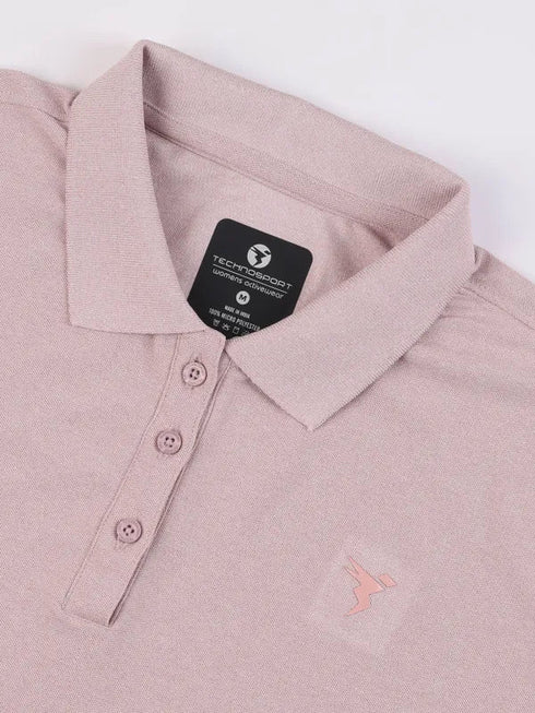 Women Solid Slim Fit Polo T-shirt with MATPIQ