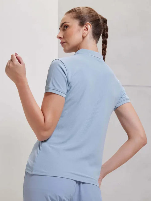 Women Solid Slim Fit Polo T-shirt with MATPIQ
