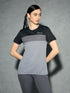 Women Colorblock Slim Fit Round Neck Sports T-shirt with TECHNOCOOL+