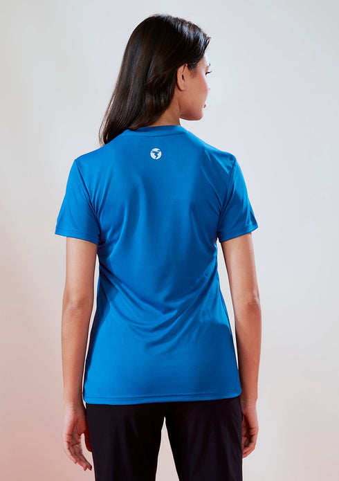 Women Solid Slim Fit Round Neck T-shirt with TECHNO COOL