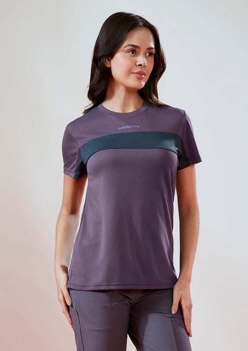 Women Solid Slim Fit Round Neck T-shirt with TECHNO COOL