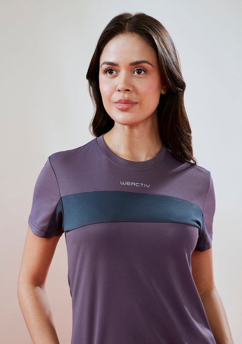Women Solid Slim Fit Round Neck T-shirt with TECHNO COOL