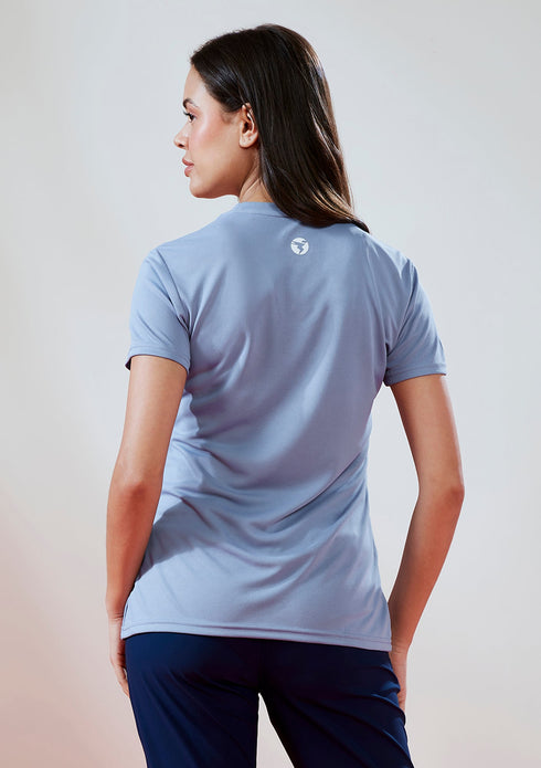 Women Solid Slim Fit Round Neck T-shirt with TECHNO COOL