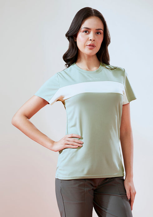 Women Solid Slim Fit Round Neck T-shirt with TECHNO COOL