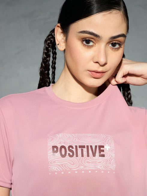 Women Printed Slim Fit Round Neck T-shirt with TECHNOCOOL+