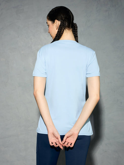 Women Printed Slim Fit Round Neck T-shirt with TECHNOCOOL+
