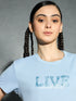 Women Printed Slim Fit Round Neck T-shirt with TECHNOCOOL+