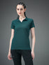 Women Solid Slim Fit Polo T-shirt with MATPIQ