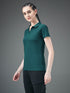 Women Solid Slim Fit Polo T-shirt with MATPIQ