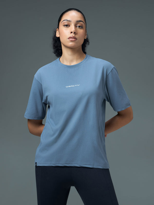 Women Printed Boxy Fit Round Neck T-shirt with COTFLEX