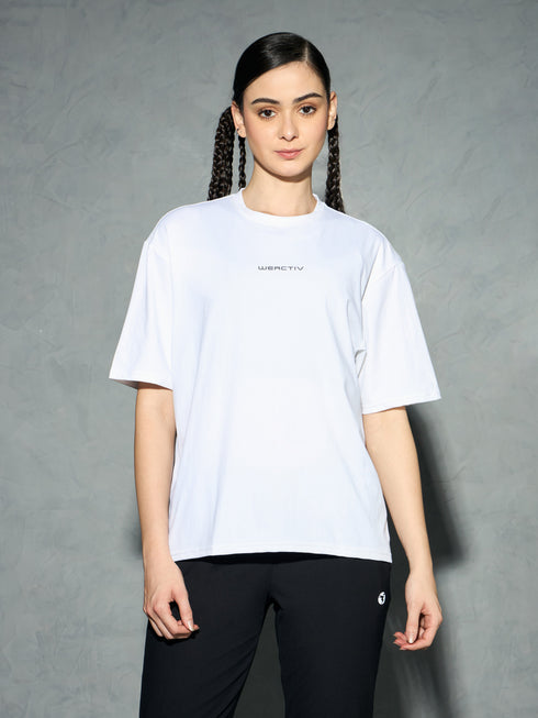 Women Printed Boxy Fit Round Neck T-shirt with COTFLEX