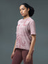 Women Jacquard Boxy Fit Round Neck T-shirt with DOUBLE COOL