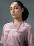 Women Jacquard Boxy Fit Round Neck T-shirt with DOUBLE COOL