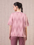 Women Jacquard Boxy Fit Round Neck T-shirt with DOUBLE COOL