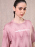 Women Jacquard Boxy Fit Round Neck T-shirt with DOUBLE COOL