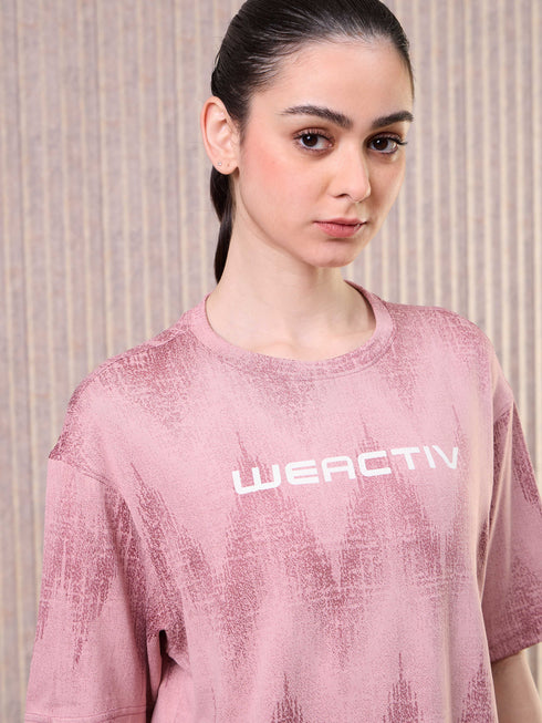Women Jacquard Boxy Fit Round Neck T-shirt with DOUBLE COOL