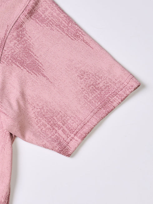 Women Jacquard Boxy Fit Round Neck T-shirt with DOUBLE COOL