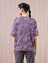 Women Jacquard Boxy Fit Round Neck T-shirt with DOUBLE COOL