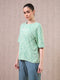 Women Jacquard Boxy Fit Round Neck T-shirt with DOUBLE COOL