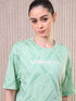 Women Jacquard Boxy Fit Round Neck T-shirt with DOUBLE COOL